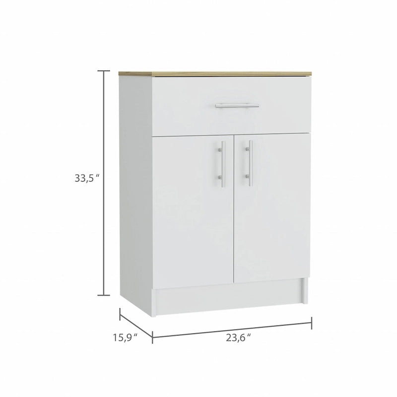 34 Light Oak and White Pantry Cabinet
