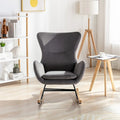 Velvet Upholstered Rocking Chair with Rubber Wood Legs