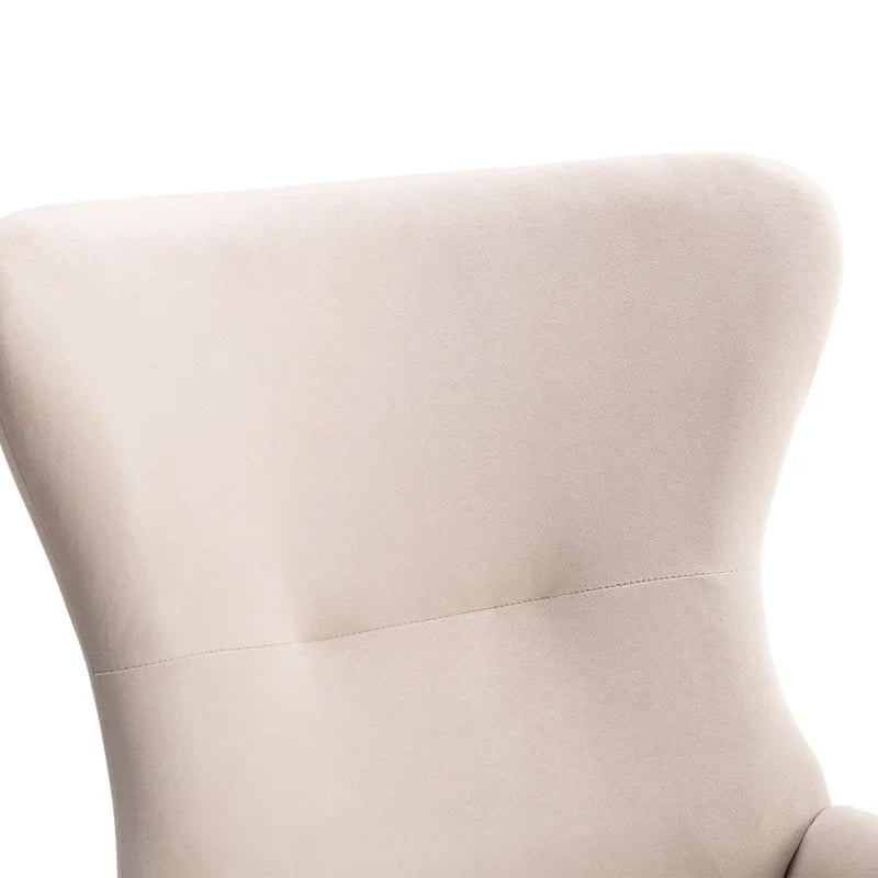 Velvet Upholstered Rocking Chair with Rubber Wood Legs