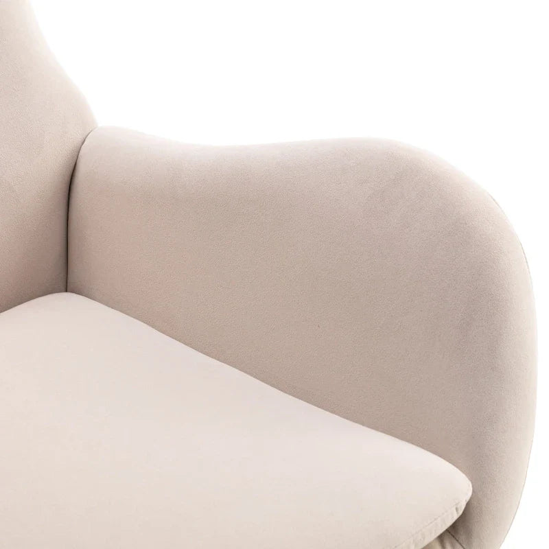 Velvet Upholstered Rocking Chair with Rubber Wood Legs