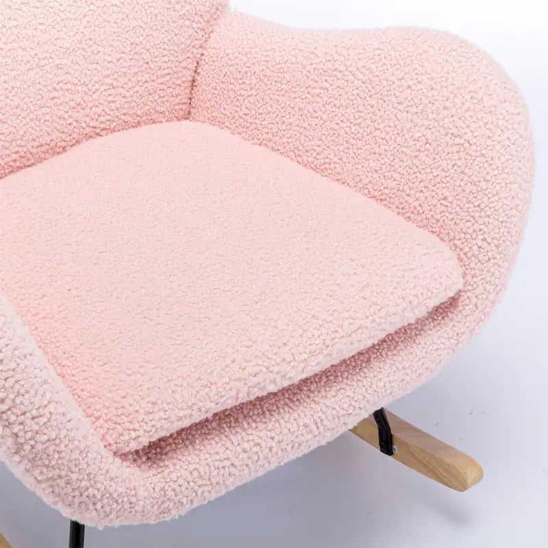Velvet Upholstered Rocking Chair with Rubber Wood Legs