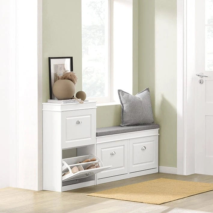 SoBuy FSR78-W, White 2 Drawers Shoe Cabinet Shoe Rack Shoe Storage