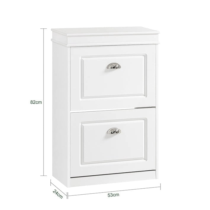 SoBuy FSR78-W, White 2 Drawers Shoe Cabinet Shoe Rack Shoe Storage