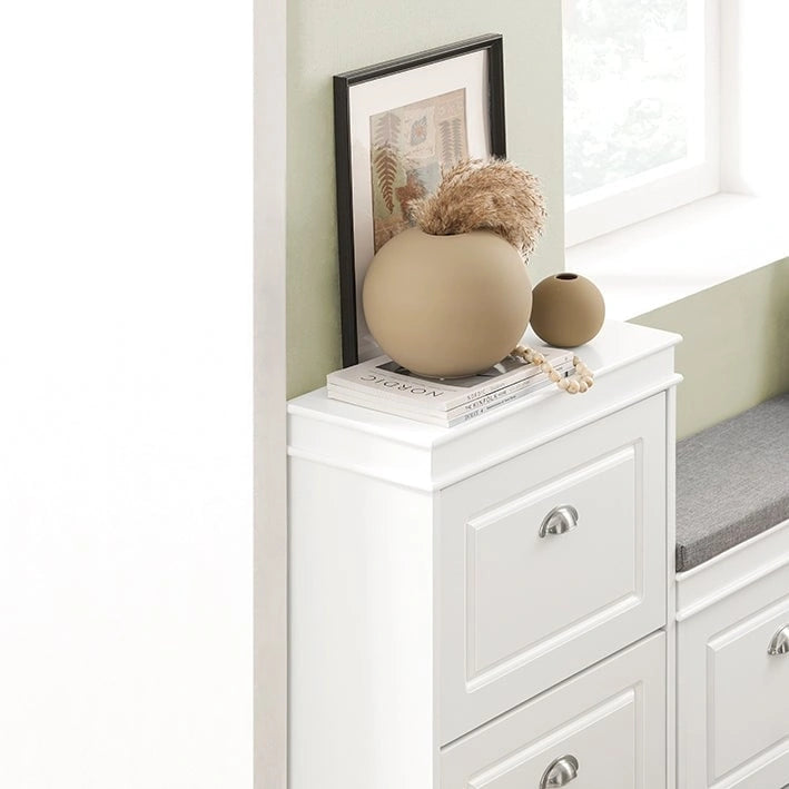 SoBuy FSR78-W, White 2 Drawers Shoe Cabinet Shoe Rack Shoe Storage