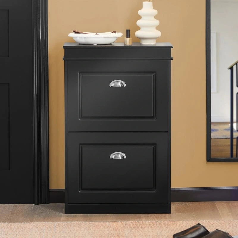 SoBuy FSR78-W, White 2 Drawers Shoe Cabinet Shoe Rack Shoe Storage