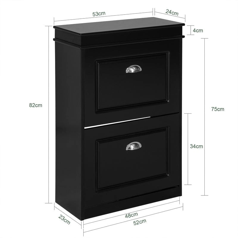 SoBuy FSR78-W, White 2 Drawers Shoe Cabinet Shoe Rack Shoe Storage