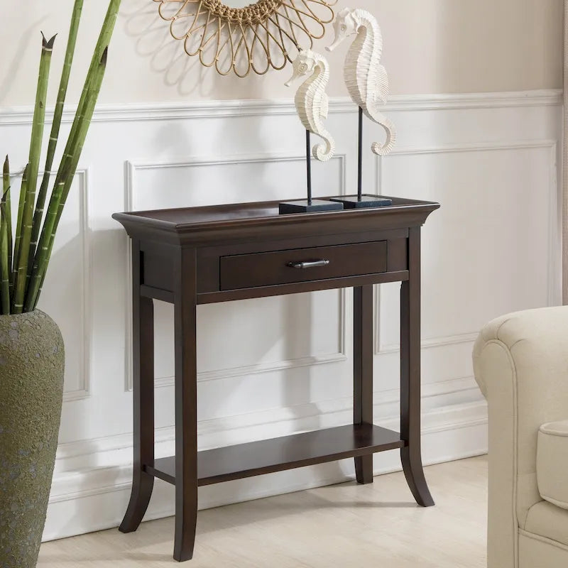 Smoke Gray Traditional Console Hall Stand with Tray Edge and Drawer
