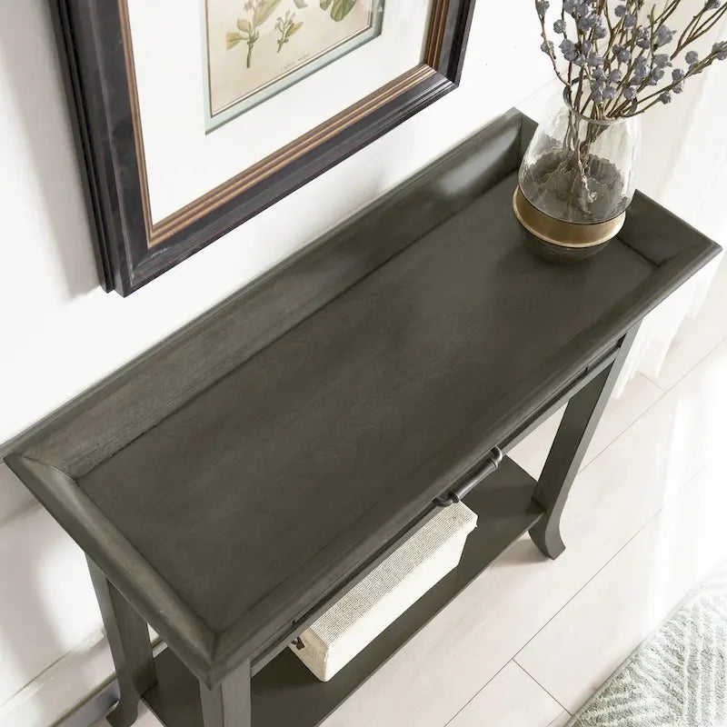 Smoke Gray Traditional Console Hall Stand with Tray Edge and Drawer