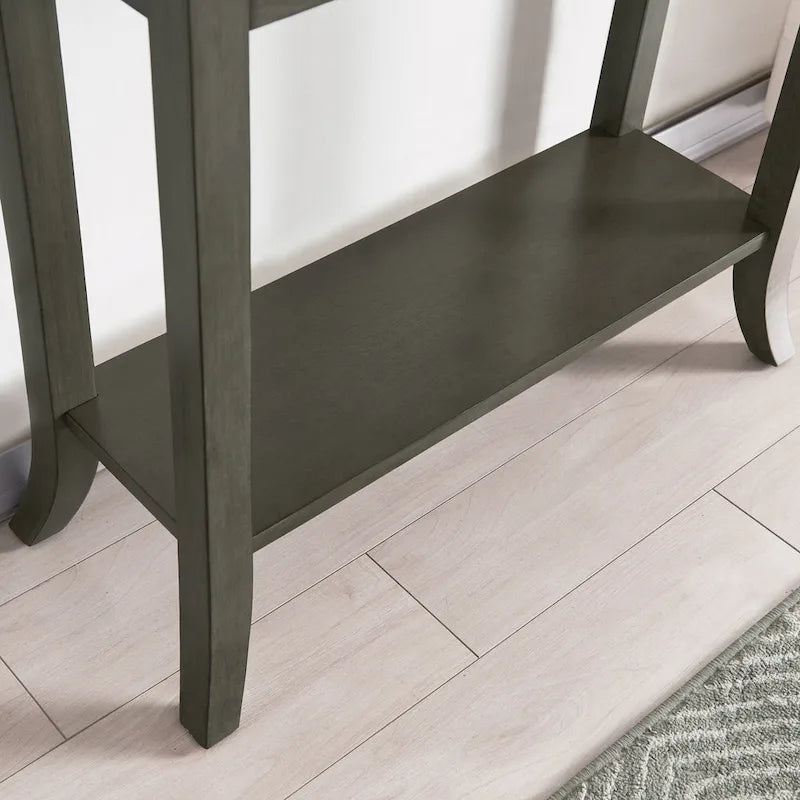 Smoke Gray Traditional Console Hall Stand with Tray Edge and Drawer