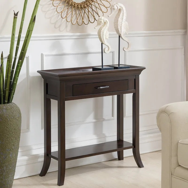 Smoke Gray Traditional Console Hall Stand with Tray Edge and Drawer