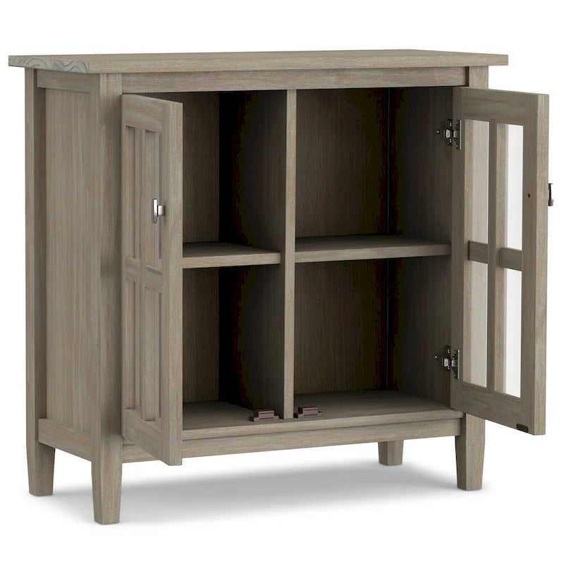 WYNDENHALL Norfolk SOLID WOOD 32 inch Wide Transitional Low Storage Cabinet - 32w x 14d x 31 h