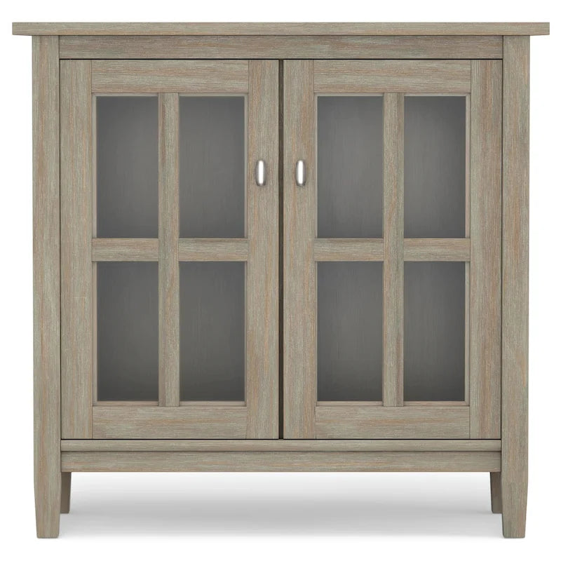 WYNDENHALL Norfolk SOLID WOOD 32 inch Wide Transitional Low Storage Cabinet - 32w x 14d x 31 h