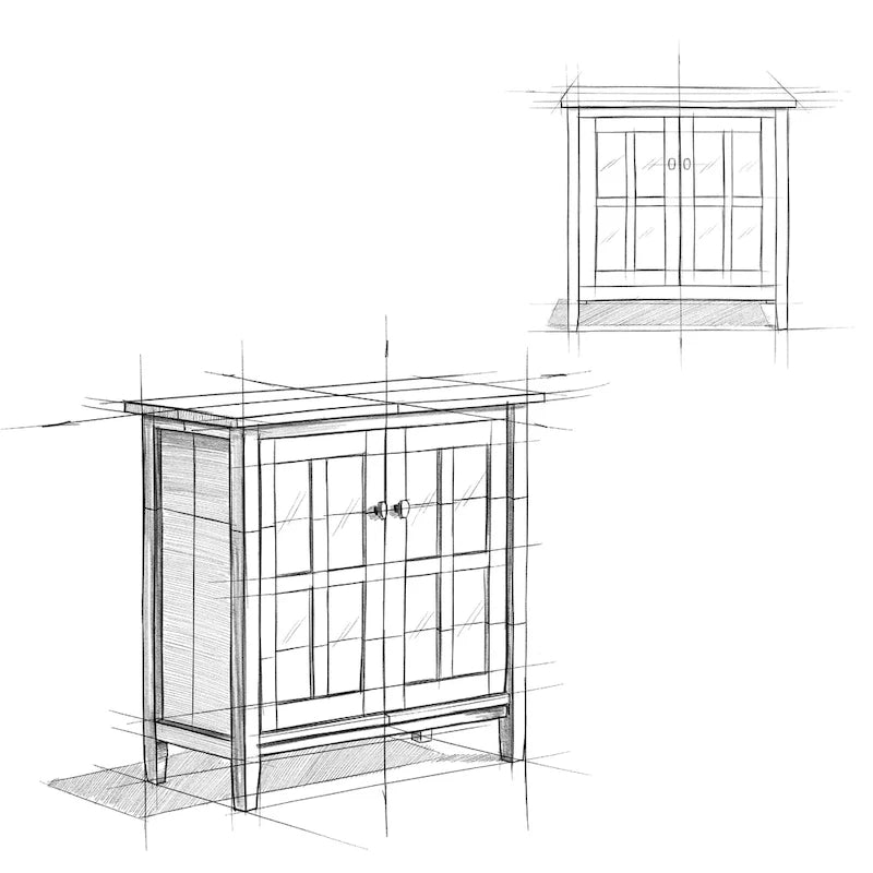 WYNDENHALL Norfolk SOLID WOOD 32 inch Wide Transitional Low Storage Cabinet - 32w x 14d x 31 h