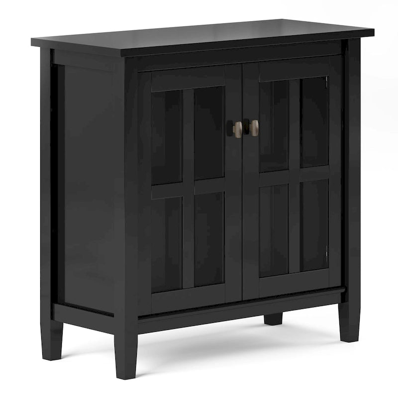 WYNDENHALL Norfolk SOLID WOOD 32 inch Wide Transitional Low Storage Cabinet - 32w x 14d x 31 h