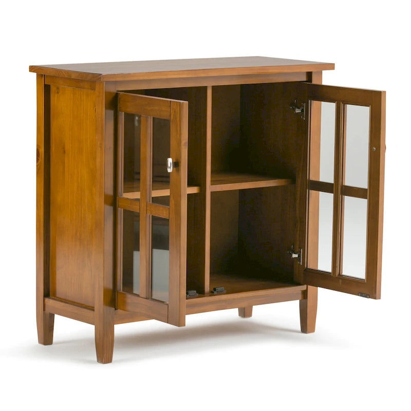 WYNDENHALL Norfolk SOLID WOOD 32 inch Wide Transitional Low Storage Cabinet - 32w x 14d x 31 h