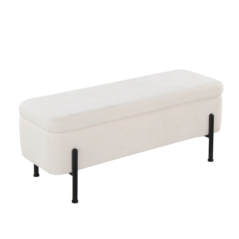 Silver Orchid Galotti Storage Bench with Flip-Top Lid