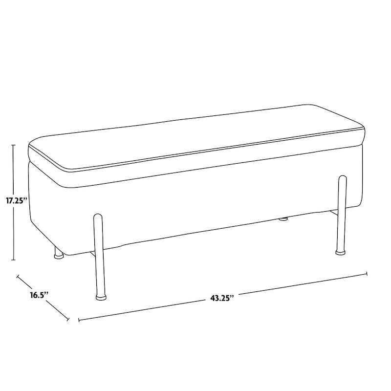 Silver Orchid Galotti Storage Bench with Flip-Top Lid
