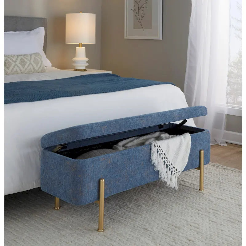 Silver Orchid Galotti Storage Bench with Flip-Top Lid