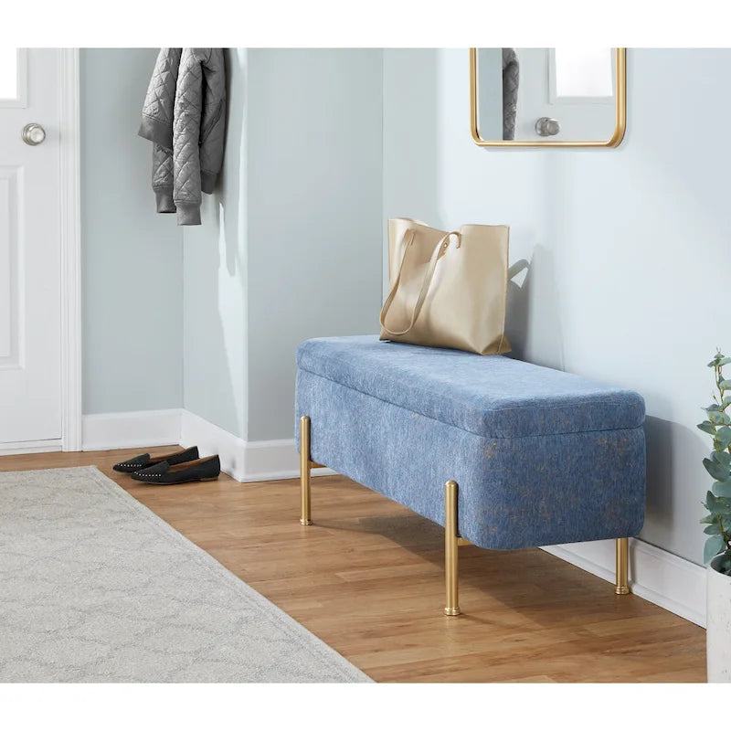 Silver Orchid Galotti Storage Bench with Flip-Top Lid