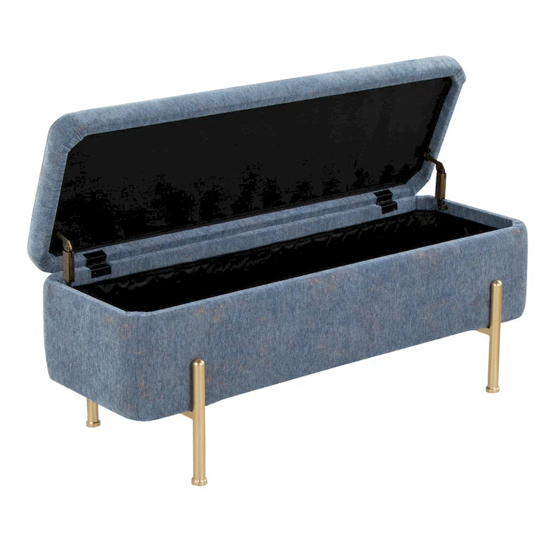 Silver Orchid Galotti Storage Bench with Flip-Top Lid