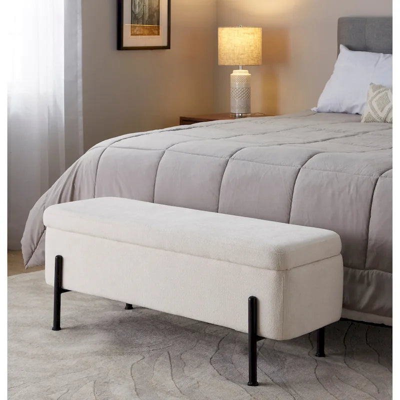 Silver Orchid Galotti Storage Bench with Flip-Top Lid
