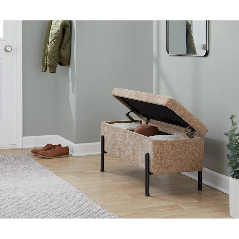 Silver Orchid Galotti Storage Bench with Flip-Top Lid