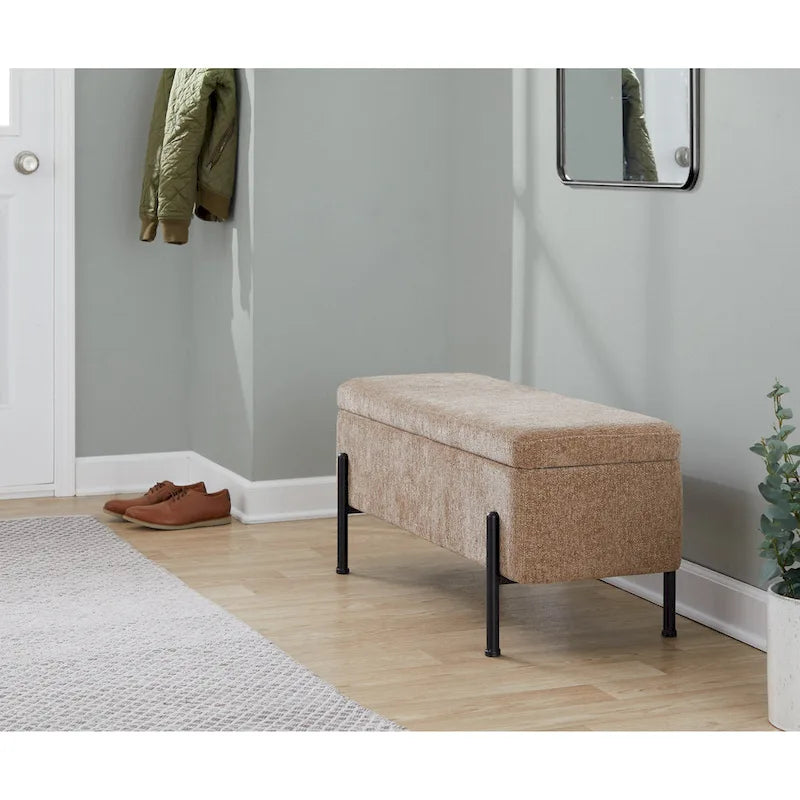 Silver Orchid Galotti Storage Bench with Flip-Top Lid