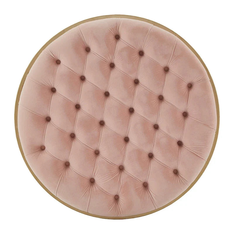 Gold Velvet Round Tufted Ottoman