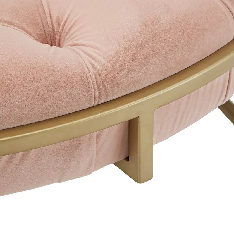 Gold Velvet Round Tufted Ottoman