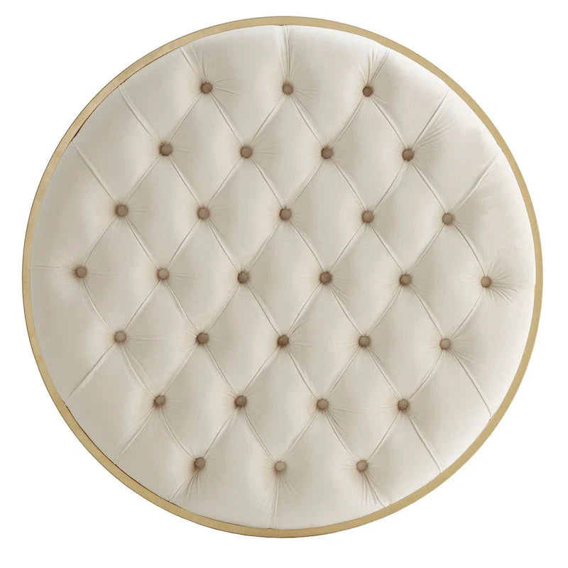 Gold Velvet Round Tufted Ottoman