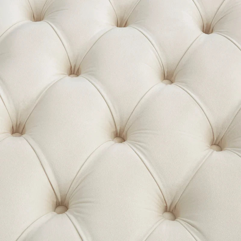 Gold Velvet Round Tufted Ottoman