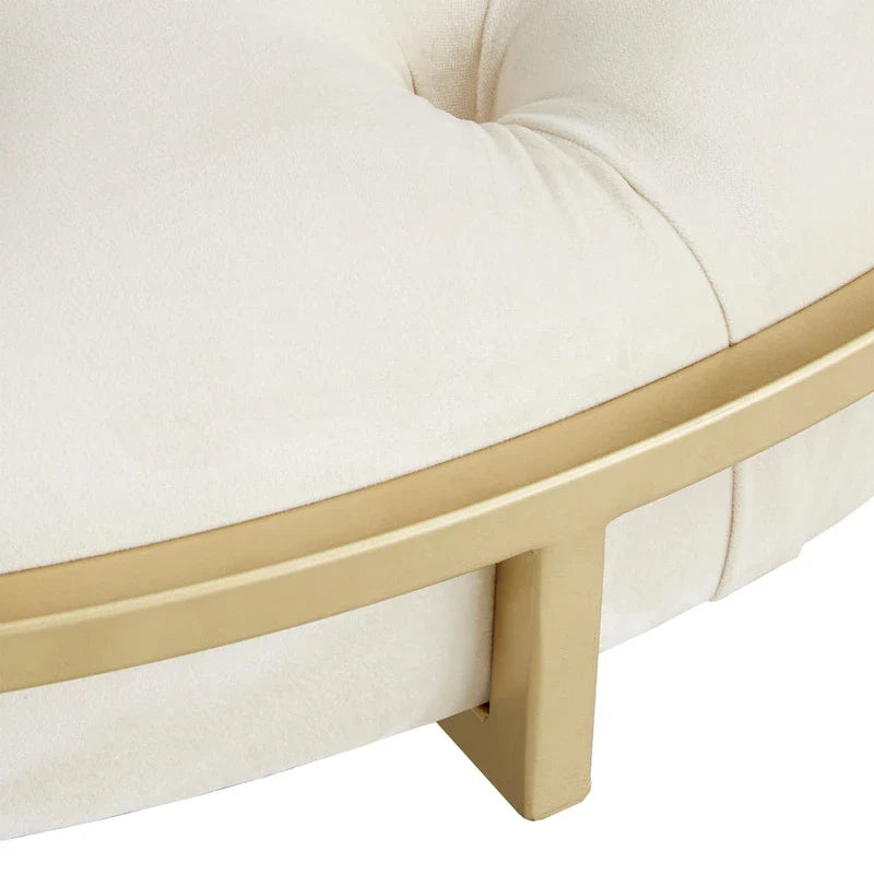 Gold Velvet Round Tufted Ottoman