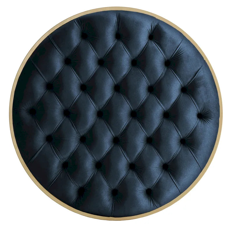 Gold Velvet Round Tufted Ottoman