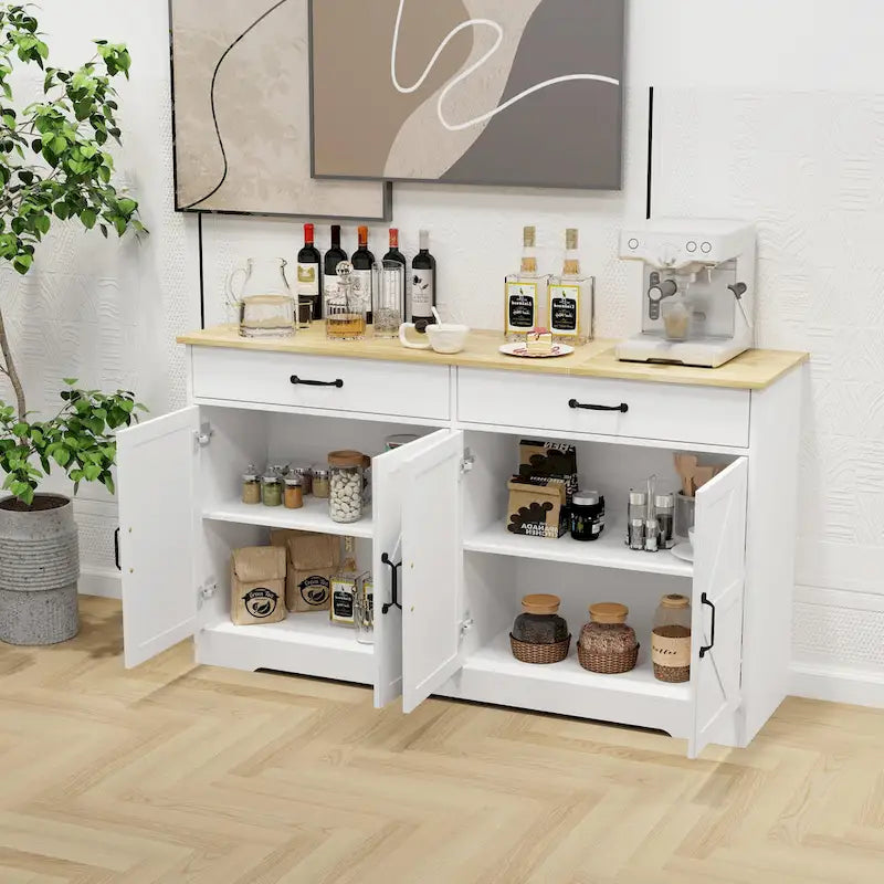55.91 Large Farmhouse Buffet Cabinet Storage Sideboard