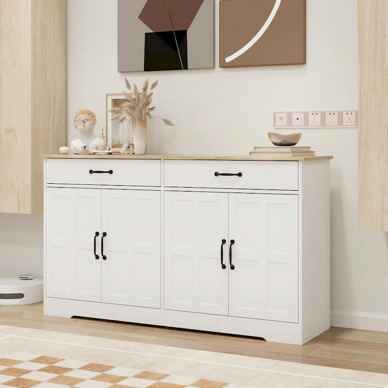 55.91 Large Farmhouse Buffet Cabinet Storage Sideboard