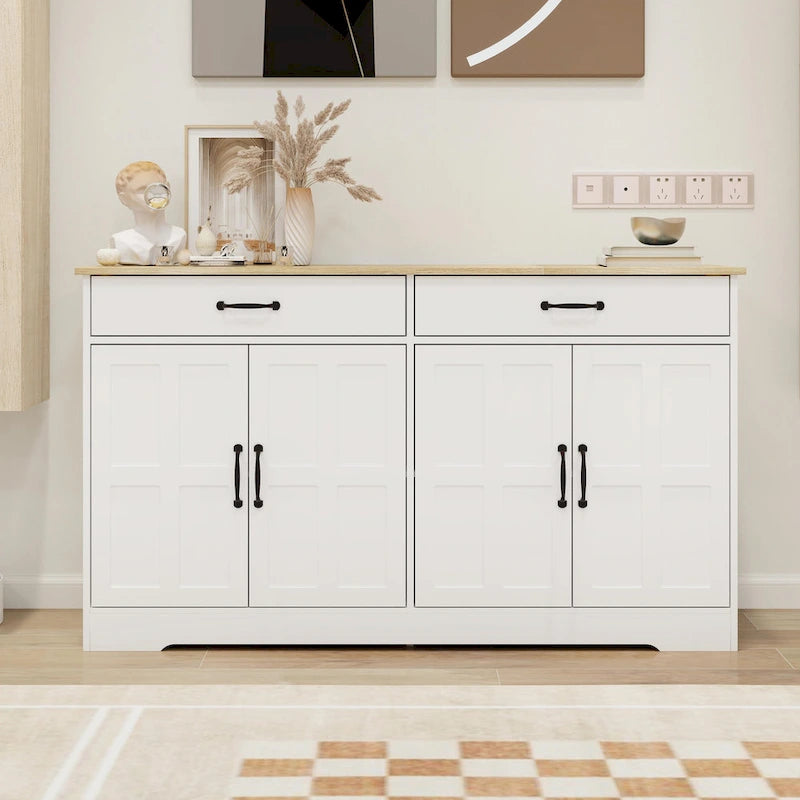 55.91 Large Farmhouse Buffet Cabinet Storage Sideboard