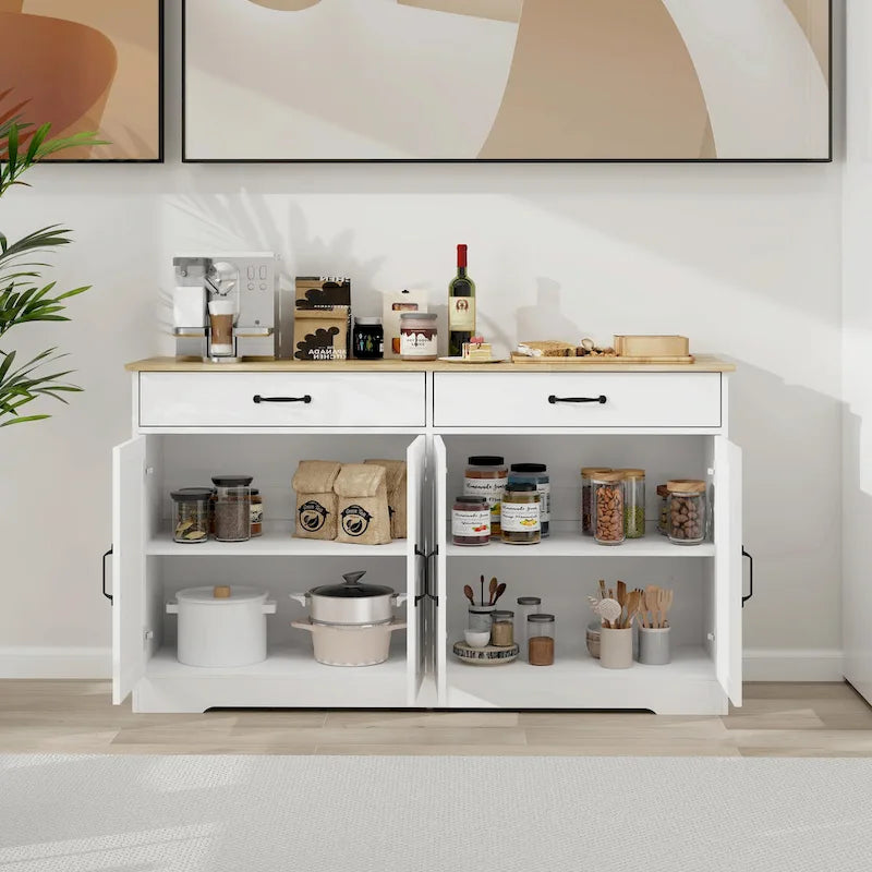55.91 Large Farmhouse Buffet Cabinet Storage Sideboard