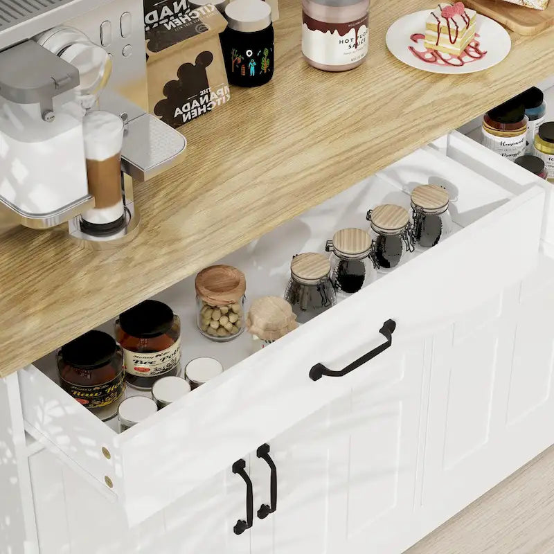 55.91 Large Farmhouse Buffet Cabinet Storage Sideboard