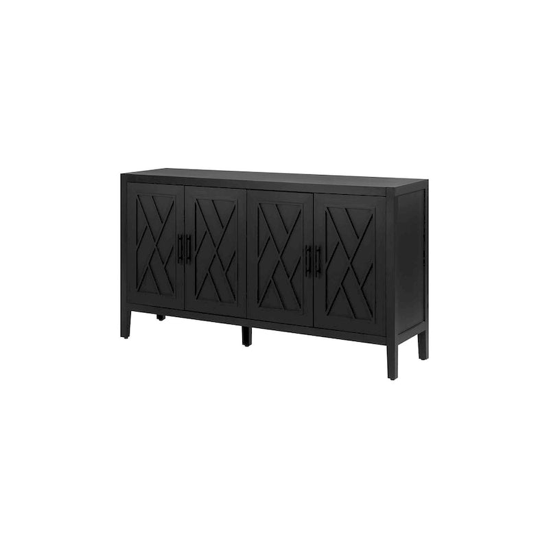 4 Door Wooden Sideboard Cabinet - N/A