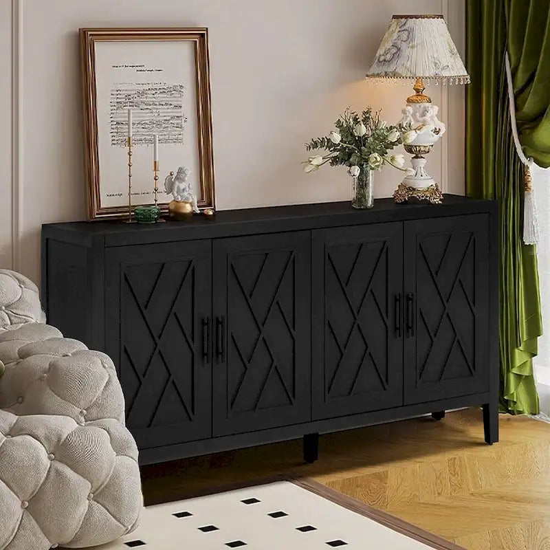 4 Door Wooden Sideboard Cabinet - N/A