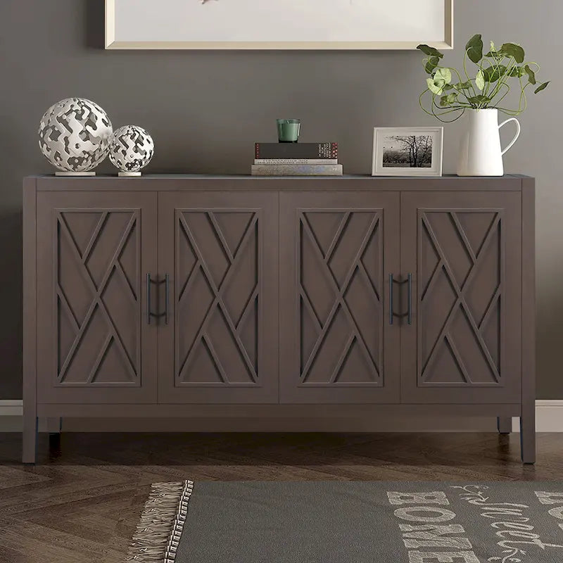 4 Door Wooden Sideboard Cabinet - N/A