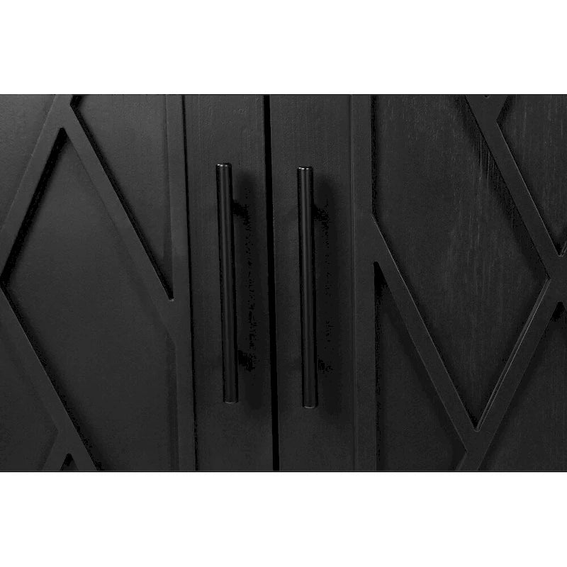4 Door Wooden Sideboard Cabinet - N/A