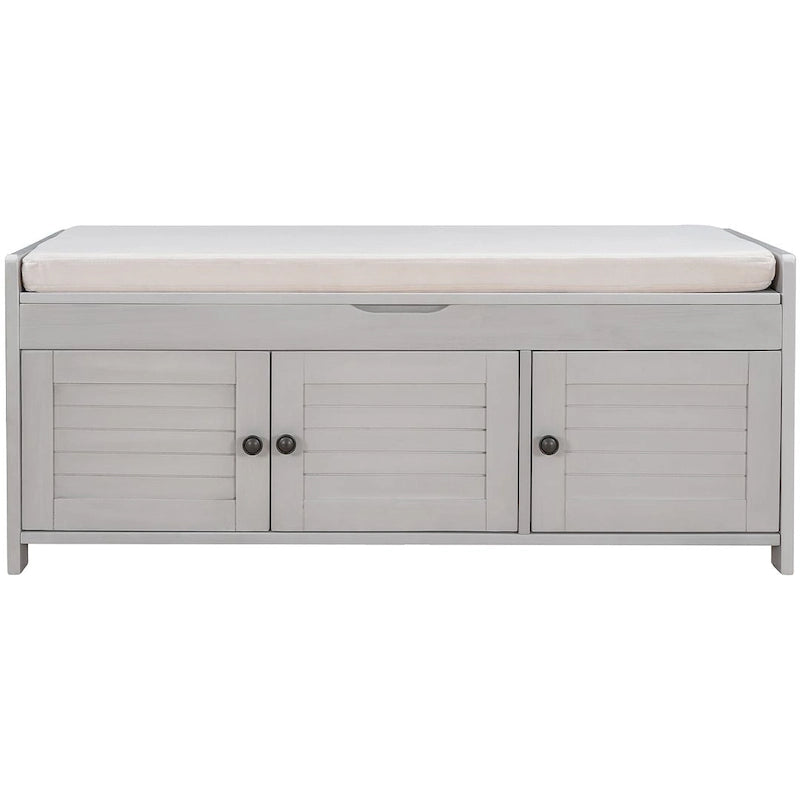 3-drawer Wooden Storage Bench with Cushion