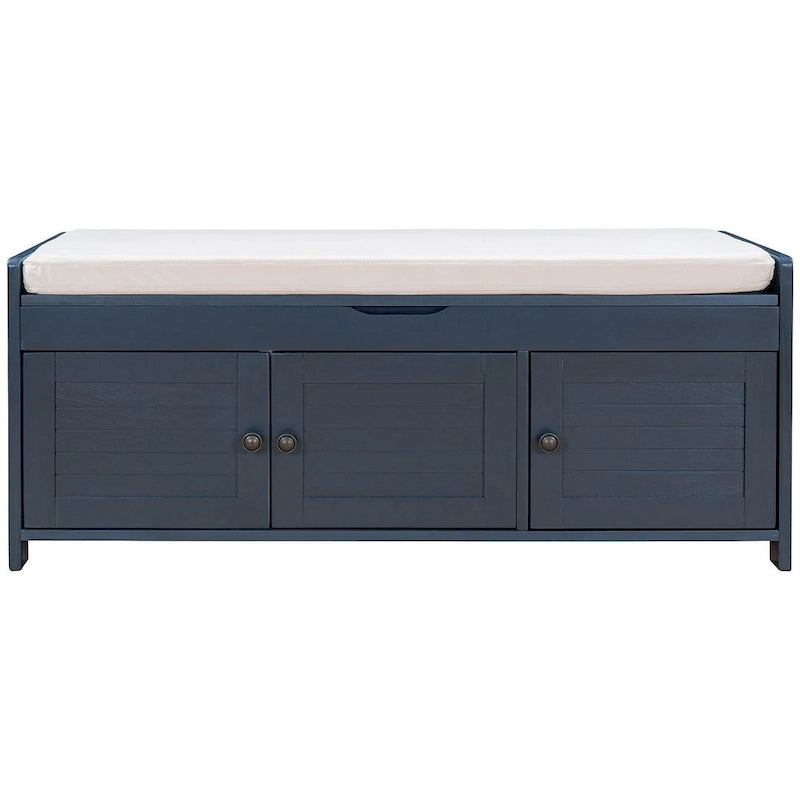 3-drawer Wooden Storage Bench with Cushion
