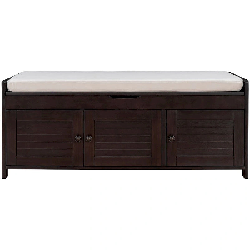 3-drawer Wooden Storage Bench with Cushion