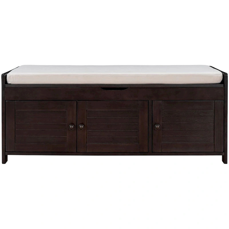 3-drawer Wooden Storage Bench with Cushion