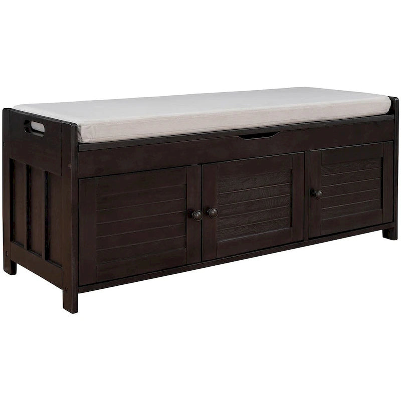 3-drawer Wooden Storage Bench with Cushion