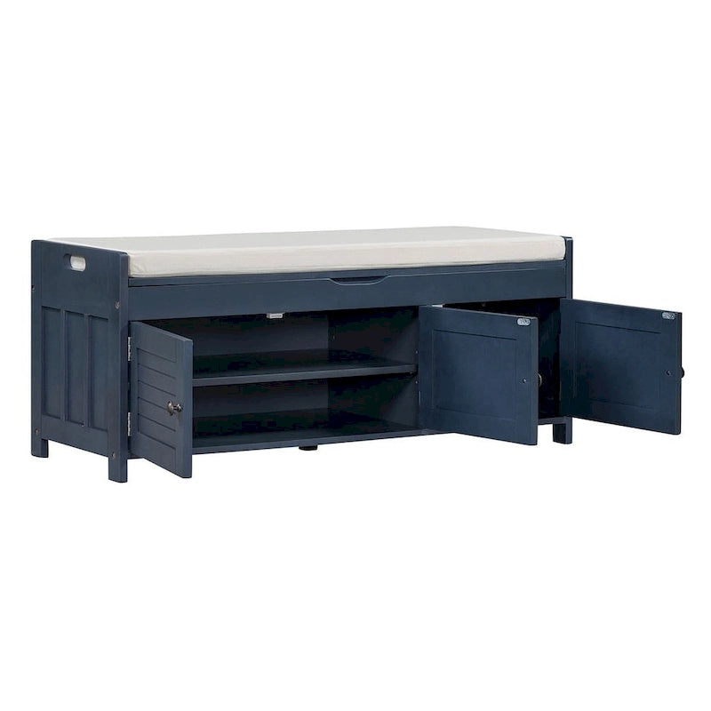 3-drawer Wooden Storage Bench with Cushion