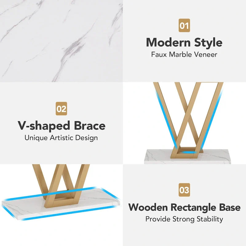 Narrow Industrial Console Table with V-Shaped Metal Frame