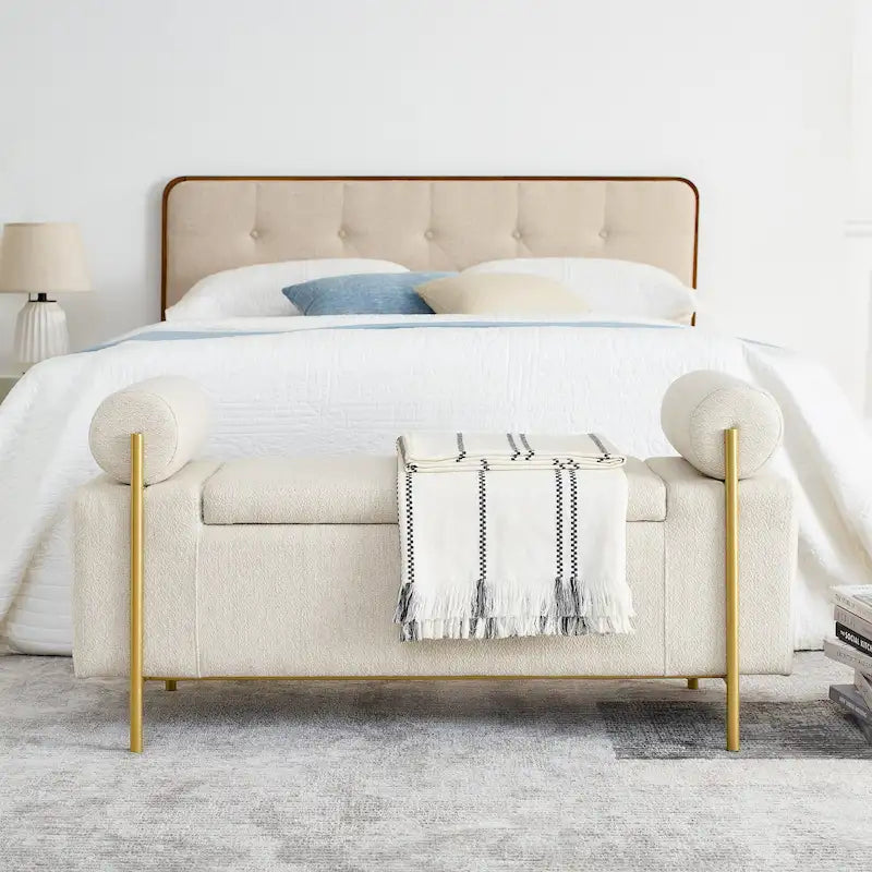 Elegant Upholstered Velvet Storage Bench